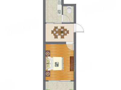1室1厅 35.50平米户型图