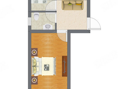 1室1厅 35.90平米户型图
