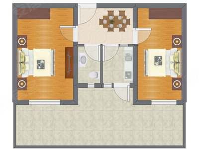 2室1厅 53.21平米
