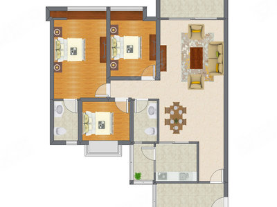 3室2厅 120.05平米户型图