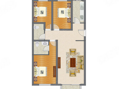 3室1厅 127.02平米