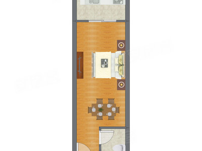 1室0厅 42.70平米户型图