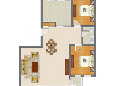 2室2厅 111.98平米户型图