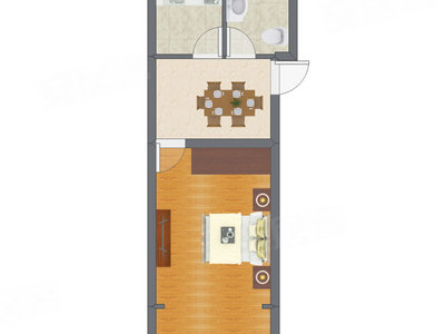 1室1厅 52.44平米户型图