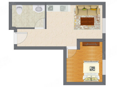 1室1厅 49.00平米户型图