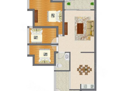3室2厅 88.75平米