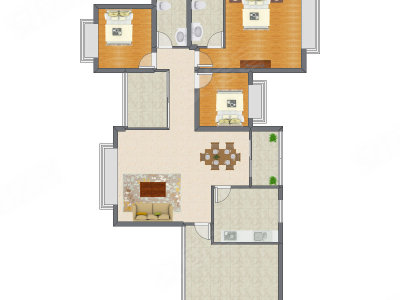 3室2厅 136.60平米户型图