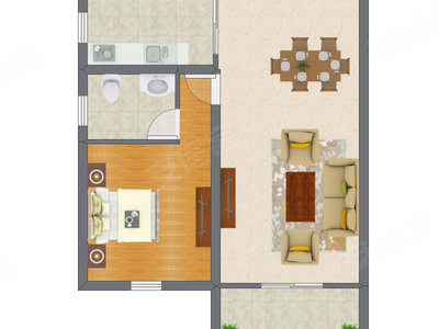 1室1厅 69.21平米户型图
