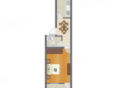 1室1厅 32.19平米户型图