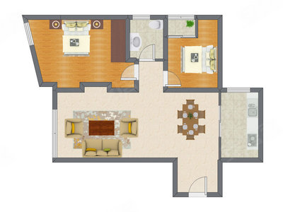 2室2厅 68.65平米
