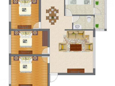 3室2厅 96.55平米户型图