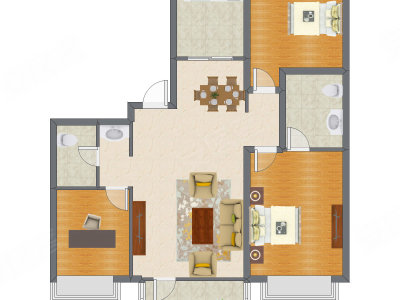 2室2厅 123.00平米户型图