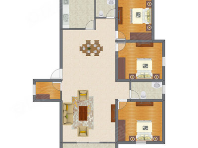 3室1厅 115.55平米户型图