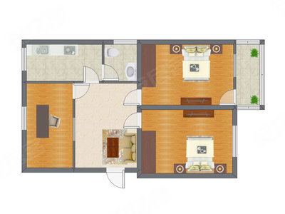 3室1厅 83.00平米户型图
