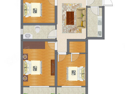 3室1厅 106.80平米