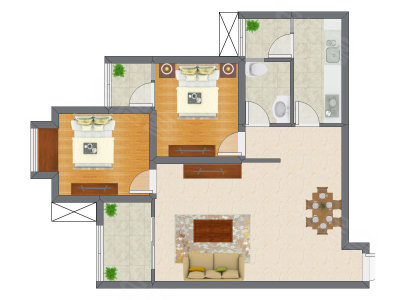 2室2厅 67.74平米户型图