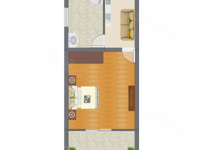 1室1厅 39.13平米