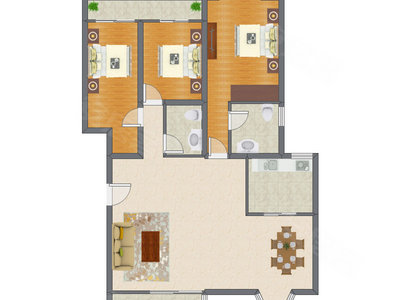 3室2厅 146.69平米户型图