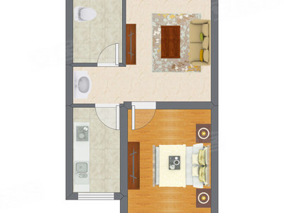 1室1厅 43.03平米户型图