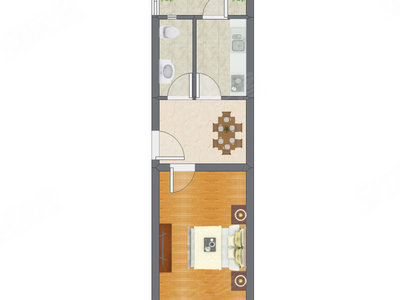 1室1厅 41.58平米户型图