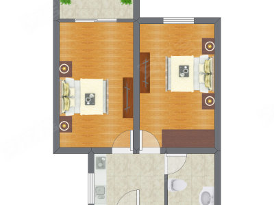 2室0厅 61.00平米户型图