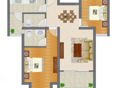 2室2厅 83.37平米户型图