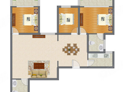 3室2厅 166.74平米