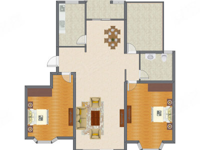 2室2厅 250.00平米户型图