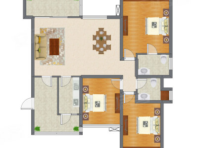 3室2厅 121.80平米