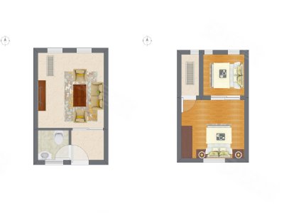 2室1厅 18.98平米