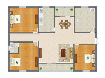 3室2厅 140.10平米户型图