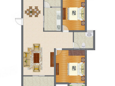 2室2厅 94.14平米户型图
