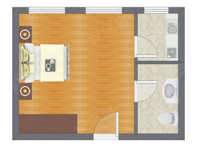 1室0厅 40.69平米户型图