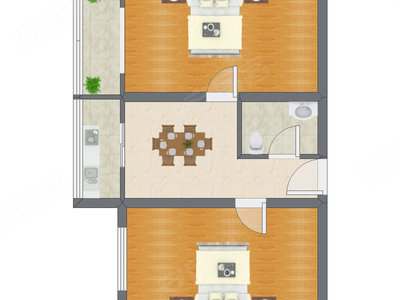 2室1厅 60.20平米