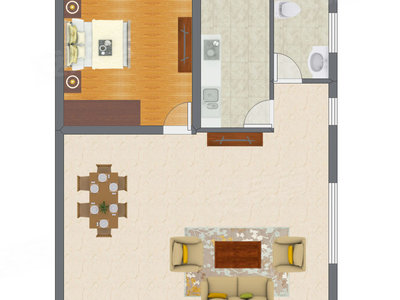 1室2厅 74.00平米户型图