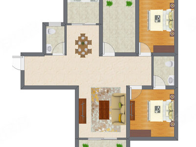 3室2厅 70.89平米