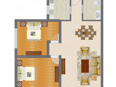 2室2厅 101.82平米户型图
