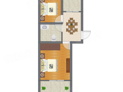 2室1厅 44.83平米