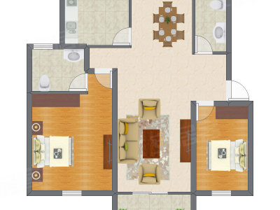 2室2厅 79.34平米户型图