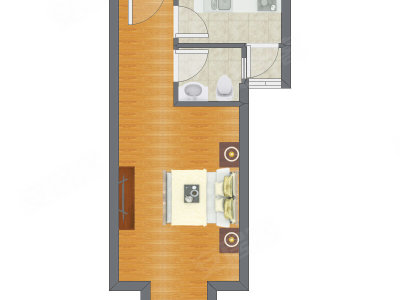 1室0厅 42.36平米户型图