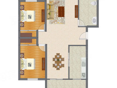 2室2厅 117.16平米户型图