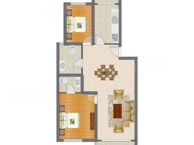2室2厅 117.95平米户型图