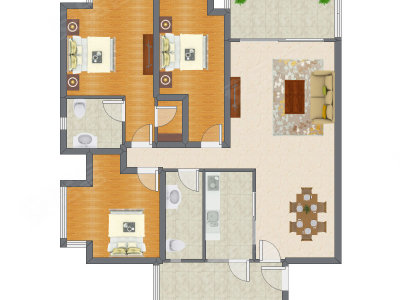 3室2厅 144.12平米