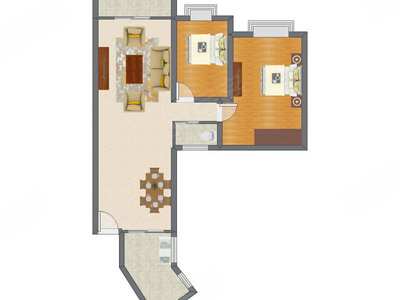 2室1厅 98.00平米户型图