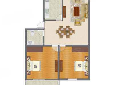 2室2厅 82.34平米户型图