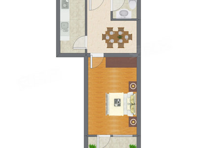 1室1厅 31.83平米
