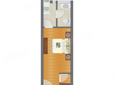 1室0厅 31.28平米户型图