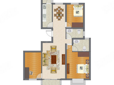 3室2厅 80.75平米