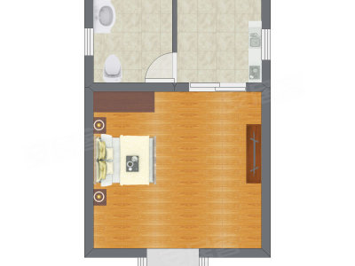 1室0厅 28.91平米户型图