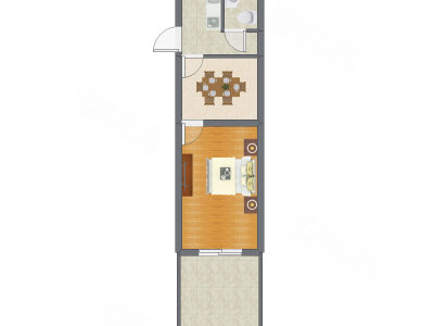 1室1厅 43.21平米